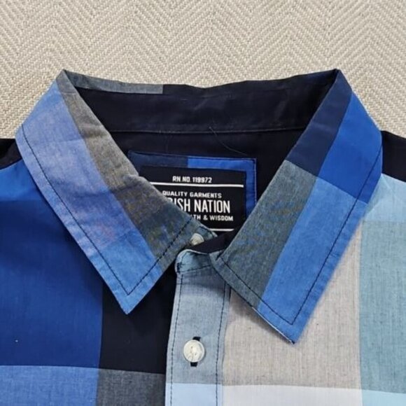 Parish Nation Shirt Men's 3X Large Blue Color Block Short Sleeve Button Up EUC - Picture 4 of 12